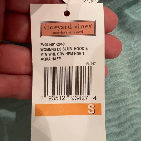NWT Vineyard Vines Lightweight Aqua Haze Hoodie | Whale Logo | Size S - Picture 10 of 14